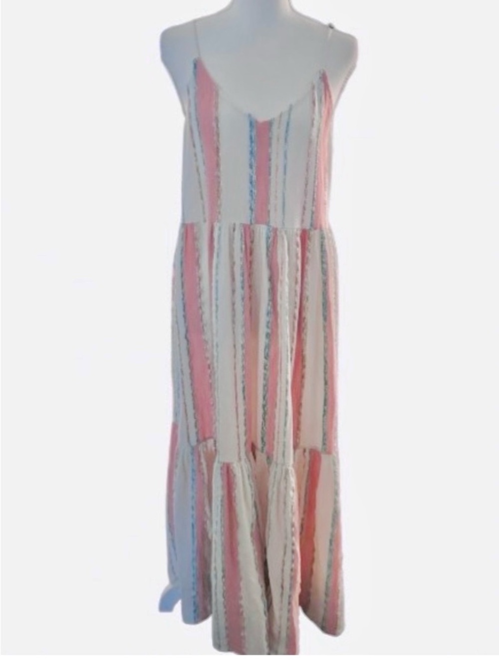 O'Neill Striped Dress Summer Surf Maxi Midi Beach Midi Pink Peach Resort